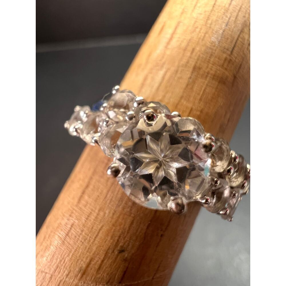 New White Topaz Stackable Ring Set In Platinum Ov… - image 3